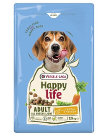 VERSELE-LAGA Happy Life Adult Light with Chicken 2,5kg nourriture pour chiens en surpoids avec poulet