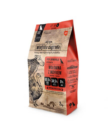 WIEJSKA ZAGRODA Bœuf avec dinde nourriture pour chiens croquettes L 2 kg