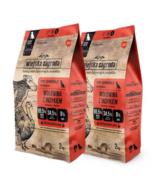 WIEJSKA ZAGRODA Bœuf avec dinde nourriture pour chiens croquettes L 2x2 kg