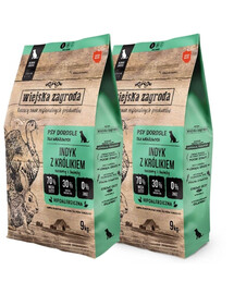 WIEJSKA ZAGRODA Dinde et lapin – croquettes pour chiens S 2 x 9 kg