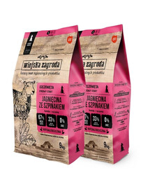 WIEJSKA ZAGRODA Agneau aux épinards nourriture pour chiots croquettes S 2x9 kg