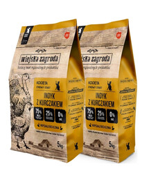 WIEJSKA ZAGRODA Dinde & poulet pour chatons 2×5 kg