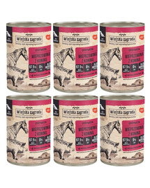 WIEJSKA ZAGRODA Porc de porc avec de la viande de cheval nourriture humide pour chiens 6x400 g