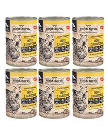 WIEJSKA ZAGRODA Dinde et agneau – nourriture humide pour chiens, 6 x 400 g