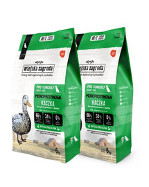 WIEJSKA ZAGRODA Monoprotéine Canard – Croquettes pour chiens M/L 2×6 kg
