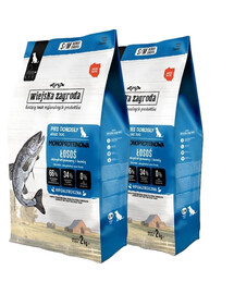 WIEJSKA ZAGRODA Monoprotéine Saumon – Croquettes pour chiens S/M 2×2 kg