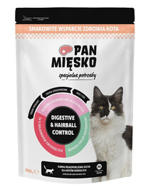 PAN MIĘSKO Besoins spéciaux Digestive & Hairball Control pour chats 800 g