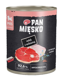 PAN MIĘSKO Dinde avec boeuf nourriture humide pour chiots 800 g
