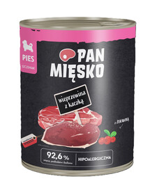 PAN MIĘSKO Porc de porc avec canard nourriture humide pour chiots 800 g