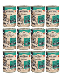 WIEJSKA ZAGRODA Saveurs forestières Cerf avec porc nourriture humide pour chiens 12x400 g