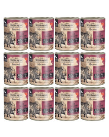 WIEJSKA ZAGRODA Saveurs forestières Sanglier avec boeuf nourriture humide pour chiens 12x800 g