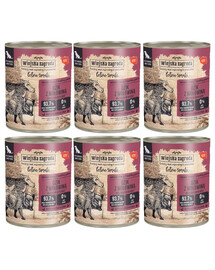 WIEJSKA ZAGRODA Saveurs forestières Sanglier avec boeuf nourriture humide pour chiens 6x800 g