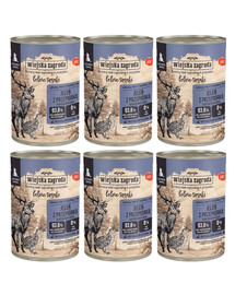 WIEJSKA ZAGRODA – Saveurs forestières Cerf & Caille – Nourriture humide pour chiots 6×400 g