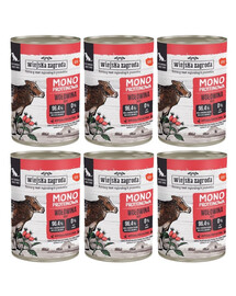 WIEJSKA ZAGRODA Aliment humide pour chiens à base de bœuf (monoprotéique) 6 x 400 g