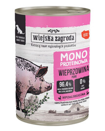 WIEJSKA ZAGRODA Porc Aliment humide mono-protéique pour chiens 12 x 400 g