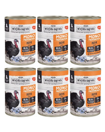 WIEJSKA ZAGRODA Aliment humide mono-protéique à la dinde pour chiots, 6 x 400 g