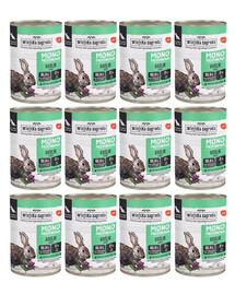 WIEJSKA ZAGRODA – Monoprotéinée Lapin – Nourriture humide pour chiens 12×400 g