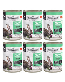 WIEJSKA ZAGRODA – Monoprotéinée Lapin – Nourriture humide pour chiens 6×400 g