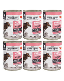 WIEJSKA ZAGRODA Aliment humide mono-protéique au bœuf pour chats, 6 x 400 g