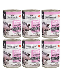 WIEJSKA ZAGRODA Aliment humide monoprotéique à base de porc pour chats, 6 x 400 g