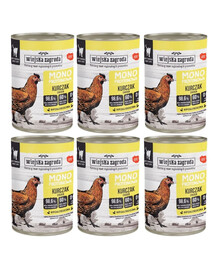 WIEJSKA ZAGRODA Aliment humide monoprotéique au poulet pour chats, 6 x 400 g