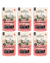 WIEJSKA ZAGRODA Superfoods Poulet aux crevettes et à la valériane nourriture humide pour chat 6x100 g