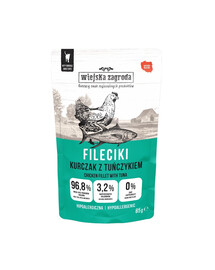 WIEJSKA ZAGRODA Poulet au thon, filets, nourriture humide pour chat, 85 g