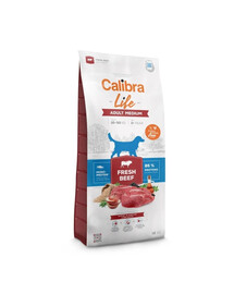 CALIBRA Dog Life Adult Medium Fresh Beef 12 kg avec du bœuf pour chiens de races moyennes
