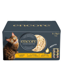 ENCORE Cat Chicken Selection in Broth Multipak 8x70 g mélange de saveurs au poulet dans un bouillon