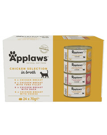 APPLAWS Cat Adult Chicken Selection Multipak in Broth 24x70g mix de saveurs au poulet dans un bouillon