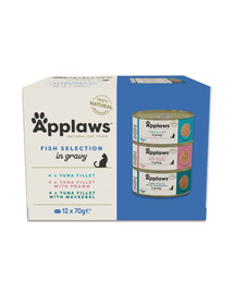 APPLAWS Cat Adult Fish Selection Multipak in Gravy 12x70 g mix de saveurs avec du poisson en sauce