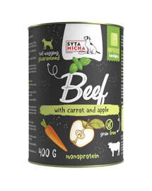 SYTA MICHA Chef Bœuf avec carottes, pommes et basilic 400 g nourriture humide monoprotéique pour chiens