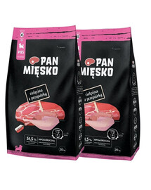 PAN MIÉSKO Veau avec caille pour chiots croquettes XS 2x20 kg