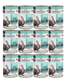 WIEJSKA ZAGRODA Monoprotéine Lapin nourriture humide pour chatons 12×400 g