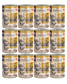 WIEJSKA ZAGRODA Dinde et poulet, 12 boîtes de 400 g pour chatons