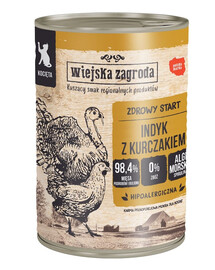 WIEJSKA ZAGRODA Mélange de saveurs pour chatons : Lapin et veau, dinde et poulet, 6 x 400 g
