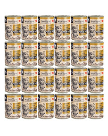 WIEJSKA ZAGRODA Dinde et poulet, boîte de 24 x 400 g pour chatons