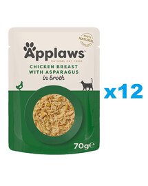 APPLAWS Cat Adult Pouch Chicken Breast with Asparagus in Broth kurczak i szparagi w bulionie 12x70 g