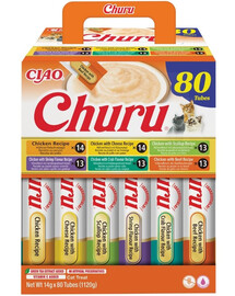 INABA Cat Churu Chicken Recipe Mélange de friandises crémeuses au poulet pour chats 80x14g
