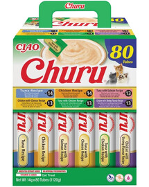 INABA Cat Churu Chicken and Tune Receipe Mélange de friandises crémeuses au poulet et au thon pour chats 80x14g