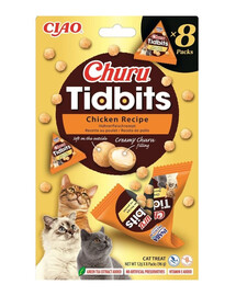INABA Cat Churu Tidbits Chicken Recipe Friandises douces et crémeuses au poulet et au saumon pour chats 8x12g