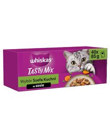 WHISKAS Adult Tasty Mix Choix du Chef 40x85 g nourriture humide complète pour chats adultes en sauce