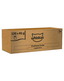 WHISKAS Adult Poultry Feast 120x85 g nourriture humide complète pour chats adultes en gelée