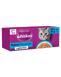 WHISKAS Adult Fish Delicacies complete wet food for adult cats in jelly 80x85g