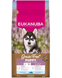 Grain FreEUKANUBA Grain Free Puppy Large Ocean Fish 12 kg nourriture sans céréales pour chiots de grandes races avec du poissone Puppy Large Ocean Fish 12 kg bezzbóżowa karma dla szczeniąt dużych ras z rybą
