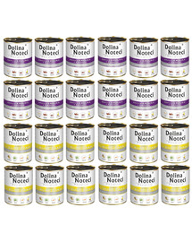 DOLINA NOTECI Mélange de saveurs Premium Riche en lapin aux canneberges et en poulet 24 x 800 g