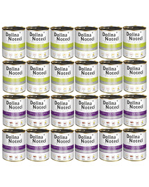 DOLINA NOTECI Mélange de saveurs Premium, riche en oie aux pommes de terre et en lapin aux canneberges, 24 x 800 g