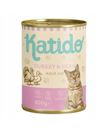 KATIDO Adult Cat Turkey and Duck 400 g dinde et canard avec huile de saumon pour chats