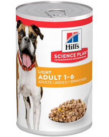 HILL'S Science Plan Canine Adult Light Poulet pour chiens adultes en surpoids au poulet 6 x 370 g