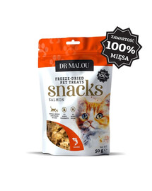 DR MALOU Cubes de viande 100% de viande de saumon lyophilisée Friandises pour chats 50g